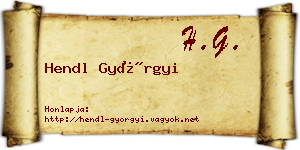 Hendl Györgyi névjegykártya